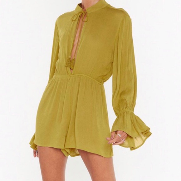 Nasty Gal Pants - nasty gal green romper